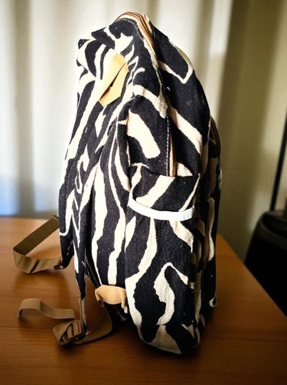 Zebra Print Hemp Backpack for Men & Women | Trendy Eco-Friendly College, Office Bag & Laptop Bag