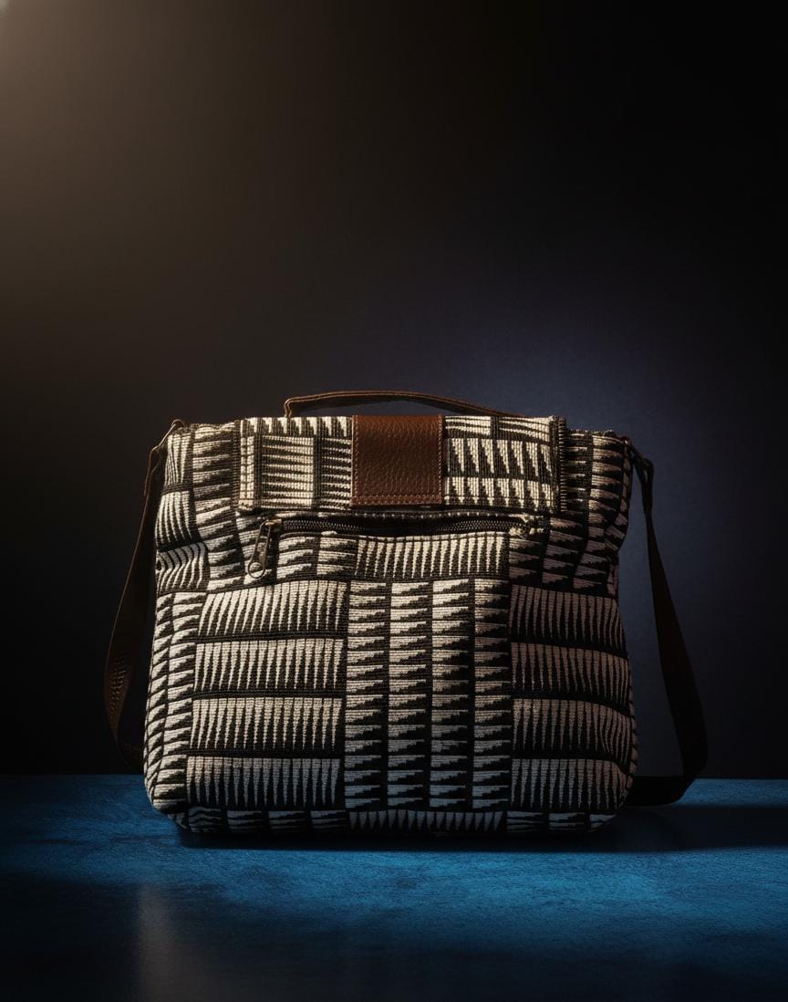 Trendy Black & White Geometric Sling Bag for Women | Stylish Fabric Crossbody Shoulder Bag | Premium Casual Handbag for Daily Use-Sling Bag-NONO & LULI-NONO & LULI