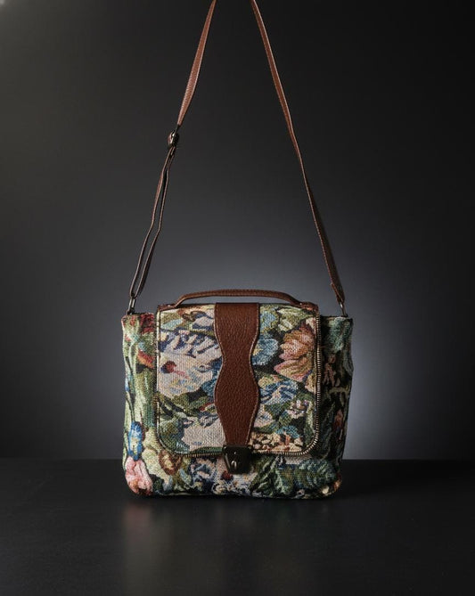 Elegant Floral Tapestry Sling Bag for Women | Premium Vintage Crossbody Shoulder Bag | Trendy Handmade Fabric Bag for Daily Use-Sling Bag-NONO & LULI-NONO & LULI